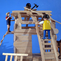 Craft Stick House Being Built